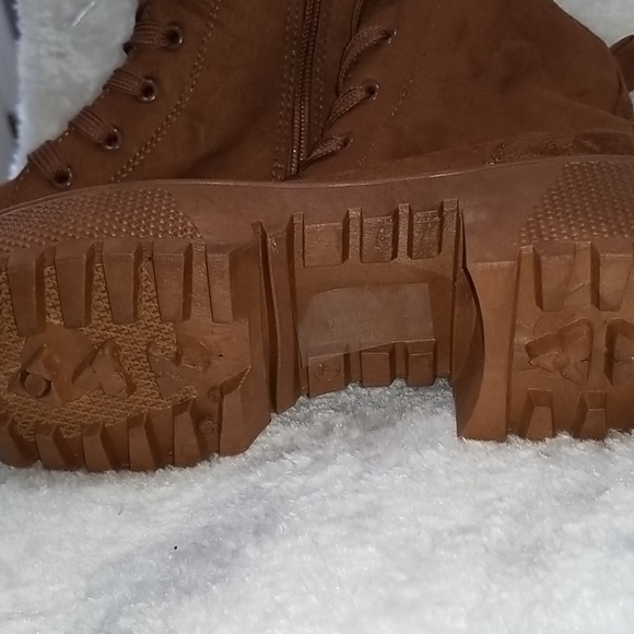 Unilady Zara Women Sueded Combat Boots Dark Carmel color with Platform Size 7 - Picture 4 of 7